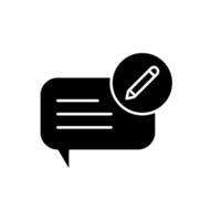 icon solid glyph bubble and text chat with pencil symbols. Editable file vector