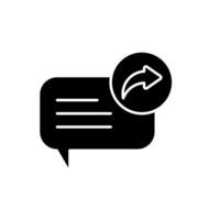 icon solid glyph bubble and text chat with share arrow symbols. Editable file vector