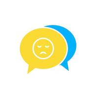 icon glyph colors bubble chat with sad expression emoticon. Editable file vector