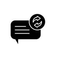 icon solid glyph bubble and text chat with repeat symbols. Editable file vector