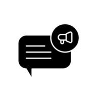icon solid glyph bubble and text chat with megaphone symbols. Editable file vector