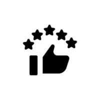 icon solid glyph thumb up and rating star, good review and great feedback. Editable file vector