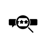 icon solid glyph magnify and bubble chat, search for rating stars. Editable file vector