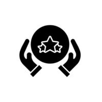 icon solid glyph hands hold rating star shape. Editable file vector