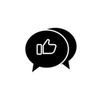 icon solid glyph bubble chat with thumb up symbols, happy customer feedback. Editable file vector