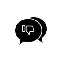 icon solid glyph bubble chat with thumb down symbols, bad customer feedback. Editable file vector