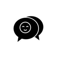 icon solid glyph bubble chat with happy expression emoticon. Editable file vector