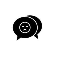 icon solid glyph bubble chat with sad expression emoticon. Editable file vector