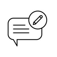 icon line bubble and text chat with pencil symbols. Editable file vector