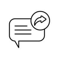 icon line bubble and text chat with share arrow symbols. Editable file vector