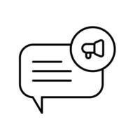 icon line bubble and text chat with megaphone symbols. Editable file vector