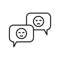 icon line bubble chat with sad and happy emoji. Editable file vector