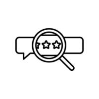 icon line magnify and bubble chat, search for rating stars. Editable file vector