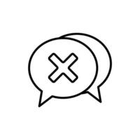 icon line bubble chat with cancel x symbols. Editable file vector