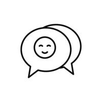 icon line bubble chat with happy expression emoticon. Editable file vector