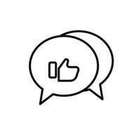 icon line bubble chat with thumb up symbols, happy customer feedback. Editable file vector