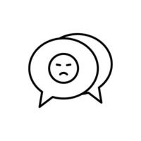 icon line bubble chat with angry expression emoticon. Editable file vector