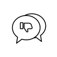 icon line bubble chat with thumb down symbols, bad customer feedback. Editable file vector