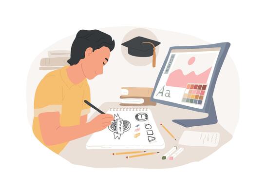 Graphic design course isolated cartoon illustrations.