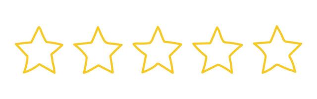 Feedback zero Stars in minimalistic style isolated on transparent background. Yellow shape hand drawn rating. vector