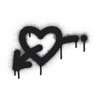 Spray Painted Graffiti Sign of a heart pierced by an arrow Sprayed isolated on a white background. graffiti falling in love symbol with overspray in black on white. vector