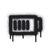 Spray Painted Graffiti battery Charging icon Sprayed isolated with a white background. graffiti Battery icon with over spray in black over white. vector