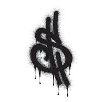 Spray painted graffiti currency in black over white. Drops of sprayed dollar icon. isolated on white background. vector