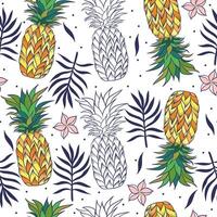 Tropical seamless pattern with pineapples. graphics. vector