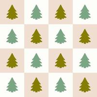 Seamless checkered pattern with fir trees. graphics vector