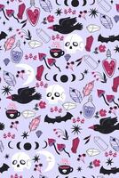 Seamless occult pattern with magic items. graphics. vector