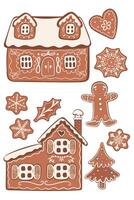 Set of gingerbread cookies isolated on white background. vector