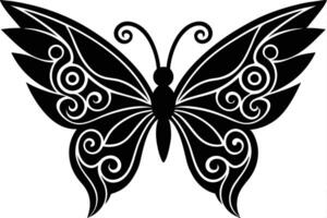 Cute butterfly line art illustration on white background vector