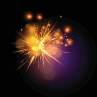 a fireworks display with sparkle yellow light effect vector