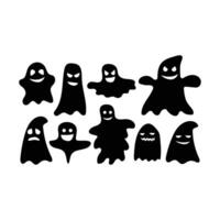 a collection of black ghosts with a white background vector