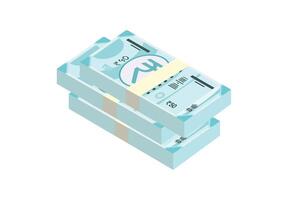 a stack of fifty 50 rupee banknotes. vector