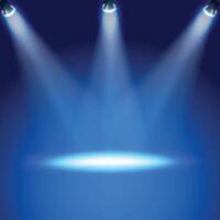 a stage with a three spotlight and a blue background. vector