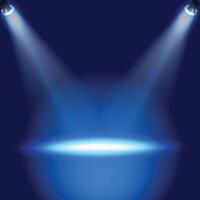 a stage with a two spotlight and a blue background. vector