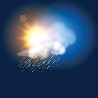 a cloud is raining that has the sun shining on it vector