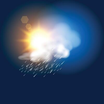 a cloud is raining that has the sun shining on it