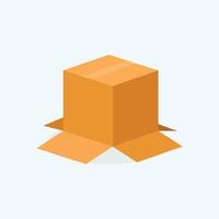 square cardboard box open in ground side vector