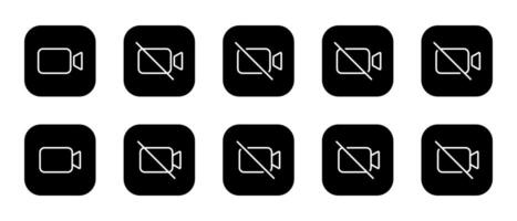 call and mute icon set on black square vector
