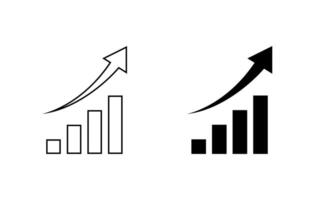 Increase bar chart icon generic style. Growing graph arrow concept vector