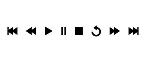 Play, pause, stop, repeat, previous, and next icon in generic style. Media player control button vector