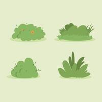 Four different types of bushes are shown in the image. The bushes are all green and have different shapes and sizes. The first bush is tall and skinny, while the second bush is short and bushy vector