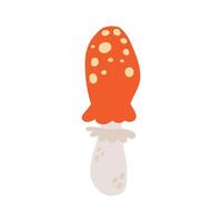 A red mushroom illustration with a white stalk, perfect for nature-themed designs, forest-inspired artwork, and educational materials on fungi and biodiversity vector