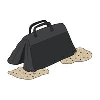 A filmmaking sandbag sinking into the sand, symbolizing work-life balance and career breaks. Ideal for lifestyle articles, film tips, and productivity blogs vector
