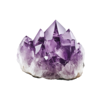 beautiful amethyst crystals of varying sizes and shapes, displaying vibrant purple hues in a pristine, natural formation. png