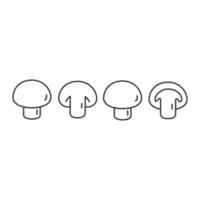 Champignon outline icon in cut, set mushrooms icon line. Isolated on white background. vector