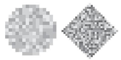 Pixelated monochrome censorship bars in diamond and circle shape. Ideal for use in content moderation, production, and social media graphics. vector