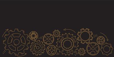Hand drawn gear cogwheel. Doodle sketch style color gear mechanism. Concept of business idea, teamwork, progress background. Doodle cog vector